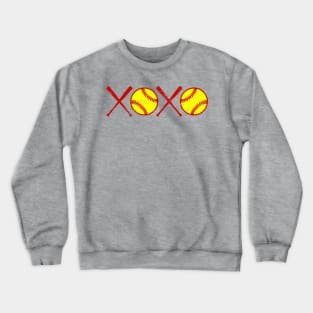 Vintage XOXO Love Softball Hugs and Kisses Yellow and Red Crewneck Sweatshirt